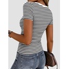 Zeagoo Women’s Ribbed Short Sleeve Tops Crewneck Stretch Basic Tshirt S-2XL(Black Stripe)
