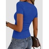 Zeagoo Women’s Ribbed Short Sleeve Tops Crewneck Stretch Basic Tshirt S-2XL(Blue)