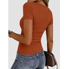Zeagoo Women’s Ribbed Short Sleeve Tops Crewneck Stretch Basic Tshirt S-2XL(Caramel)