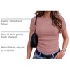Zeagoo Women’s Ribbed Short Sleeve Tops Crewneck Stretch Basic Tshirt S-2XL(Dusty Pink)
