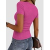 Zeagoo Women’s Ribbed Short Sleeve Tops Crewneck Stretch Basic Tshirt S-2XL(Hot Pink)