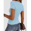 Zeagoo Women’s Ribbed Short Sleeve Tops Crewneck Stretch Basic Tshirt S-2XL(Light Blue)