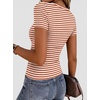 Zeagoo Women’s Ribbed Short Sleeve Tops Crewneck Stretch Basic Tshirt S-2XL(Orange Stripe)