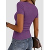 Zeagoo Women’s Ribbed Short Sleeve Tops Crewneck Stretch Basic Tshirt S-2XL(Purple)