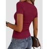 Zeagoo Women’s Ribbed Short Sleeve Tops Crewneck Stretch Basic Tshirt S-2XL(Wine Red)