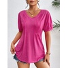 Zeagoo Womens Summer Tops 2026 Puff Short Sleeve Shirts V Neck Tunic blouse(A-hot Pink)
