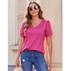Zeagoo Womens Summer Tops 2026 Puff Short Sleeve Shirts V Neck Tunic blouse(A-hot Pink)