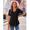Zeagoo Womens Summer Tops 2026 Puff Short Sleeve Shirts V Neck Tunic blouse(Black)