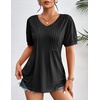 Zeagoo Womens Summer Tops 2026 Puff Short Sleeve Shirts V Neck Tunic blouse(Black)