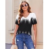 Zeagoo Womens Summer Tops 2026 Puff Short Sleeve Shirts V Neck Tunic blouse(Black White Jb204)
