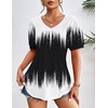 Zeagoo Womens Summer Tops 2026 Puff Short Sleeve Shirts V Neck Tunic blouse(Black White Jb204)