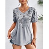 Zeagoo Womens Summer Tops 2026 Puff Short Sleeve Shirts V Neck Tunic blouse(Dh62)