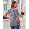 Zeagoo Womens Summer Tops 2026 Puff Short Sleeve Shirts V Neck Tunic blouse(Floral Grey Hf36)