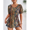 Zeagoo Womens Summer Tops 2026 Puff Short Sleeve Shirts V Neck Tunic blouse(Multi Floral Mz721)