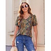 Zeagoo Womens Summer Tops 2026 Puff Short Sleeve Shirts V Neck Tunic blouse(Multi Floral Mz721)
