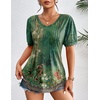 Zeagoo Womens Summer Tops 2026 Puff Short Sleeve Shirts V Neck Tunic blouse(Pa171)