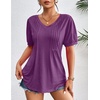 Zeagoo Womens Summer Tops 2026 Puff Short Sleeve Shirts V Neck Tunic blouse(Purple)