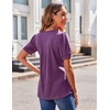 Zeagoo Womens Summer Tops 2026 Puff Short Sleeve Shirts V Neck Tunic blouse(Purple)