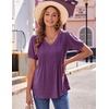 Zeagoo Womens Summer Tops 2026 Puff Short Sleeve Shirts V Neck Tunic blouse(Purple)