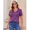Zeagoo Womens Summer Tops 2026 Puff Short Sleeve Shirts V Neck Tunic blouse(Purple)