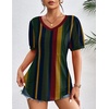 Zeagoo Womens Summer Tops 2026 Puff Short Sleeve Shirts V Neck Tunic blouse(Stripe Tz275)