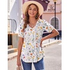 Zeagoo Womens Summer Tops 2026 Puff Short Sleeve Shirts V Neck Tunic blouse(Xh403)