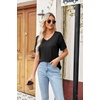 Zeagoo Womens Summer Tops Short Sleeve Work Casual Shirts Trendy V Neck Tee(A-black)