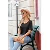 Zeagoo Womens Summer Tops Short Sleeve Work Casual Shirts Trendy V Neck Tee(A-black)