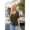Zeagoo Womens Summer Tops Short Sleeve Work Casual Shirts Trendy V Neck Tee(Army Green)