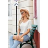 Zeagoo Womens Summer Tops Short Sleeve Work Casual Shirts Trendy V Neck Tee(A-white)
