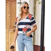 Zeagoo Womens Summer Tops Short Sleeve Work Casual Shirts Trendy V Neck Tee(Bf98)