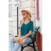 Zeagoo Womens Summer Tops Short Sleeve Work Casual Shirts Trendy V Neck Tee(Blue Green)