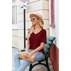 Zeagoo Womens Summer Tops Short Sleeve Work Casual Shirts Trendy V Neck Tee(Wine Red)