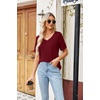 Zeagoo Womens Summer Tops Short Sleeve Work Casual Shirts Trendy V Neck Tee(Wine Red)