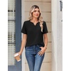 Zeagoo Womens Summer Tops V Neck Short Sleeve Shirts Dressy Casual Blouse(A-black)