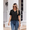 Zeagoo Womens Summer Tops V Neck Short Sleeve Shirts Dressy Casual Blouse(A-black)