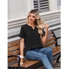 Zeagoo Womens Summer Tops V Neck Short Sleeve Shirts Dressy Casual Blouse(A-black)