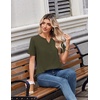 Zeagoo Womens Summer Tops V Neck Short Sleeve Shirts Dressy Casual Blouse(Army Green)