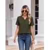 Zeagoo Womens Summer Tops V Neck Short Sleeve Shirts Dressy Casual Blouse(Army Green)