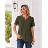 Zeagoo Womens Summer Tops V Neck Short Sleeve Shirts Dressy Casual Blouse(Army Green)