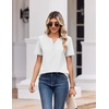 Zeagoo Womens Summer Tops V Neck Short Sleeve Shirts Dressy Casual Blouse(A-white)