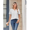 Zeagoo Womens Summer Tops V Neck Short Sleeve Shirts Dressy Casual Blouse(A-white)