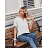 Zeagoo Womens Summer Tops V Neck Short Sleeve Shirts Dressy Casual Blouse(A-white)