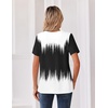 Zeagoo Womens Summer Tops V Neck Short Sleeve Shirts Dressy Casual Blouse(Black White Gradient)