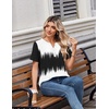 Zeagoo Womens Summer Tops V Neck Short Sleeve Shirts Dressy Casual Blouse(Black White Gradient)