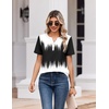 Zeagoo Womens Summer Tops V Neck Short Sleeve Shirts Dressy Casual Blouse(Black White Gradient)