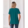 Zeagoo Womens Summer Tops V Neck Short Sleeve Shirts Dressy Casual Blouse(Blue Green)