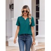 Zeagoo Womens Summer Tops V Neck Short Sleeve Shirts Dressy Casual Blouse(Blue Green)