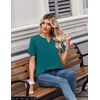 Zeagoo Womens Summer Tops V Neck Short Sleeve Shirts Dressy Casual Blouse(Blue Green)