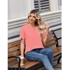 Zeagoo Womens Summer Tops V Neck Short Sleeve Shirts Dressy Casual Blouse(Coral)
